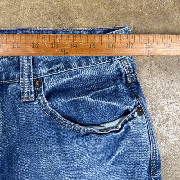 Y2K American Eagle Men’s 34x30 Straight‎ Leg Button Fly Jeans Blue Distressed - Picture 13 of 16